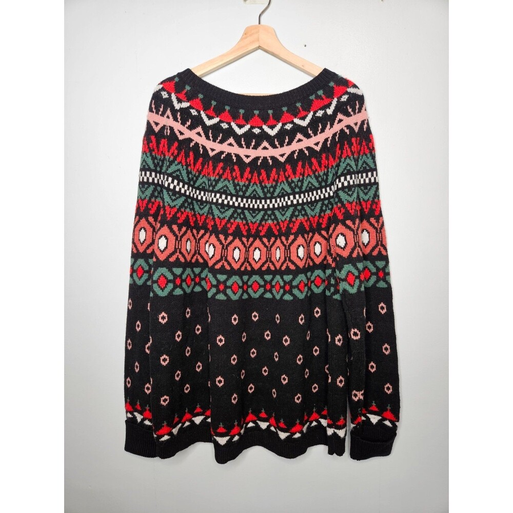 SUNDANCE Fair Isle Sweater XL Bohemian Cottagecore Whimsical Wool Cotton Blend - Picture 4 of 6